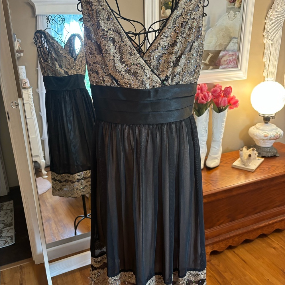 Bronze Sequin Sleeveless Cocktail Dress